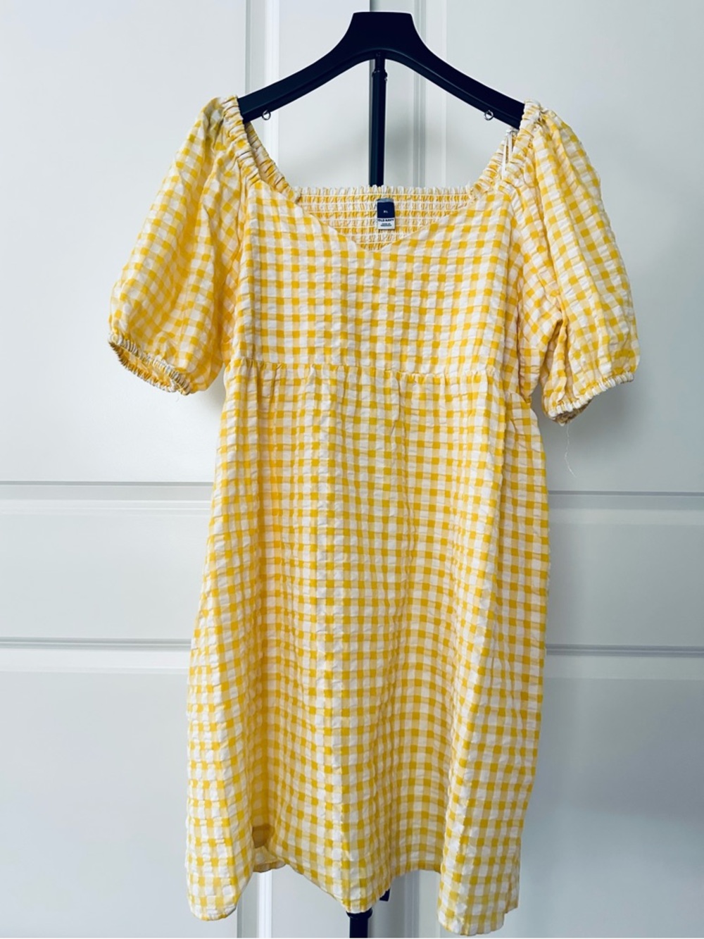 Women’s Old Navy Short Sleeve Yellow Gingham Dress  Size XL